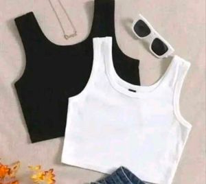 Classic Black & White Crop Tops (Set of 2)