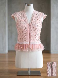 Elegant Lace Blouse with Tulle Trim