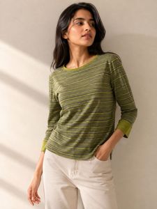 Striped 3/4 Sleeve Casual Top