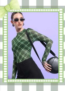Green Plaid Long Sleeve Top