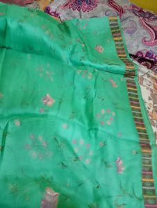 Elegant Green Embroidered Silk Saree