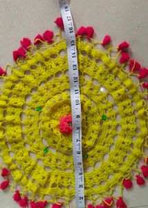 Handmade Woolen Thali Cover with Red Tassels.