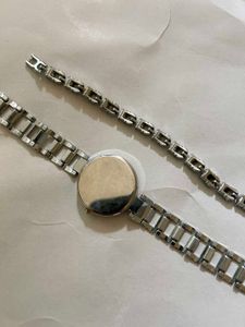 Silver Watch and Bracelet Set