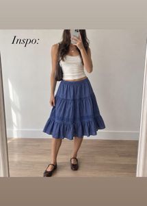 Muted Slate Blue Ruffle Skirt