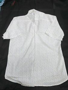 Boy's White Printed Short Sleeve Shirt