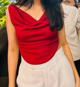 Red cowl neck Top