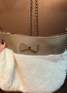 Fuzzy Bow Clutch/Sling Bag