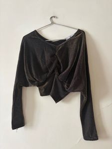 Sparkly Velvet Twist Crop Top