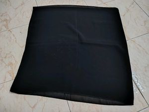 Elegant Black Scarf with Red Embroidery