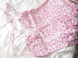 Pink Floral Print Midi Dress