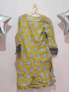 Yellow Printed Kurti