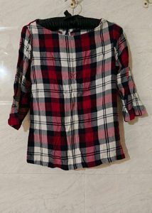 Red Plaid Flannel Top