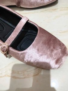 Pink Velvet Mary Jane Flats