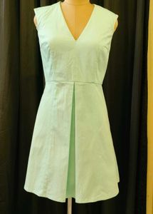 Mint Green V-Neck A-Line Dress
