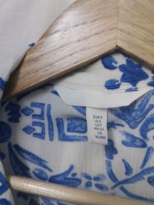HnM Blue Floral Button-Up Blouse