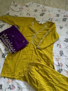 Mustard Kurta Set with Dupatta