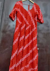 Red🔴 Anarkali Printed Kurti For 40 Bust