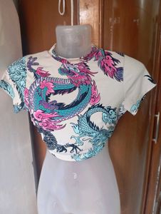 Dragon Print Crop Top