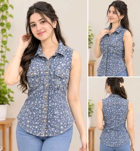 👕 Denim Star Print Sleeveless Shirt 👕