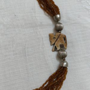 Ivory Elephant Brown Necklace