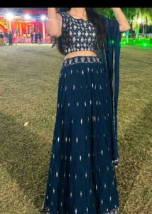 Elegant Navy Blue Lehenga Set