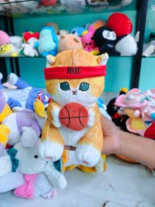 Cute Cat Plushie with Basketball