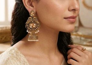 Elegant Antique Gold Jhumka Earrings