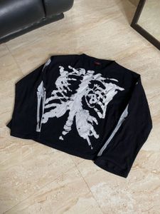 Skeleton Waffle Knit Long Sleeve Top