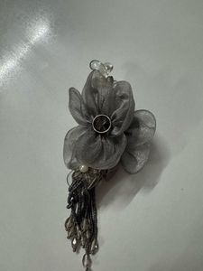 Grey Floral Hair Clip
