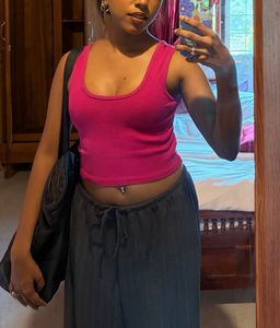 Hot Pink Ribbed Tank Top