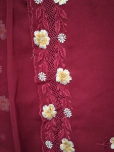 Elegant Maroon Embroidered Saree