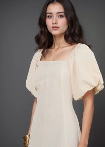 Chic Puff Sleeve Square Neck Dress