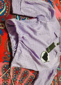 Lavender Textured Top with Heart Pocket