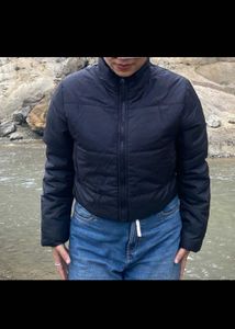ketch Black Cropped Puffer Jacket