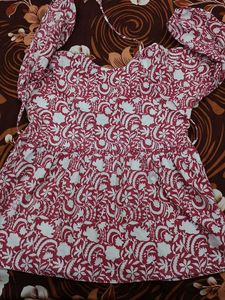 Chic Red Floral Print Peplum Top