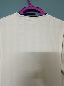 Men's Cream Textured Henley T-Shirt