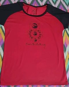Stylish Red And Black Women's Activewear T-shirt