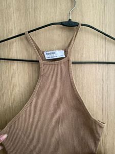 Ribbed Knit Maxi Dress with High Slit