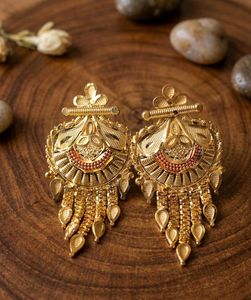 Intricate Gold Tone Dangle Earrings