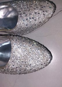 Sparkly Silver Wedge Sandals