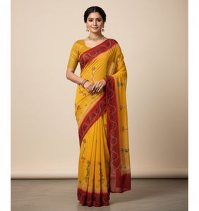 Elegant Yellow Embellished Saree 1ooo