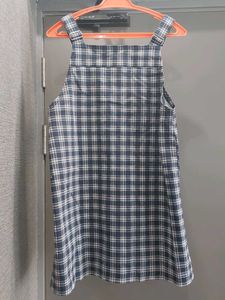 H&amp;M Plaid Zipper Front Pinafore Dress