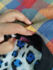 Ginger Blue Leopard Print Sheer Top