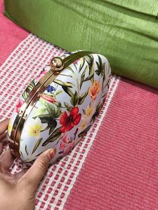 Floral Print Oval Clutch Bag