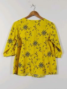 Zink Yellow Printed Women's Top