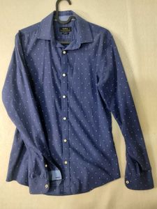 Zara Men's Blue Dotted Shirt