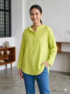 2 V-Neck Tunic - Bright Pink &amp; Lime Green