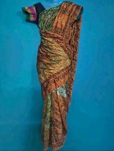 orange pure silk saree