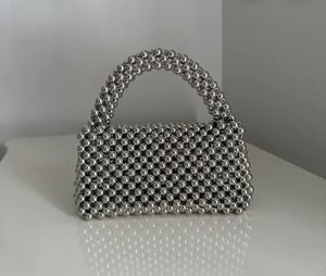 Silver Metallic Beaded Bag
