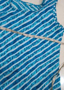 Blue Striped Sleeveless Kurta